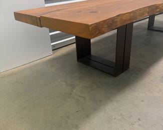 Live Edge Wood & Metal Bench | Modern Industrial Hallway Seating - Asking $250