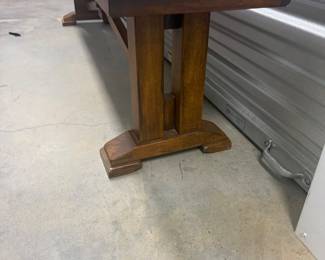Solid Wood Craftsman Style Trestle Bench - Dark Stained Hardwood Copy Listing Print Label - $125