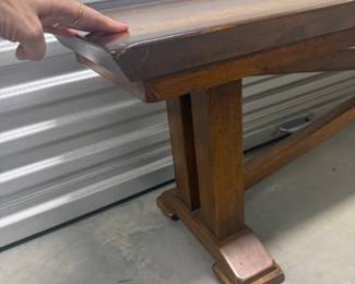 Solid Wood Craftsman Style Trestle Bench - Dark Stained Hardwood Copy Listing Print Label - $125