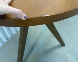 Mid-Century Modern Round Wood Accent Table with Splayed Legs - Asking $120