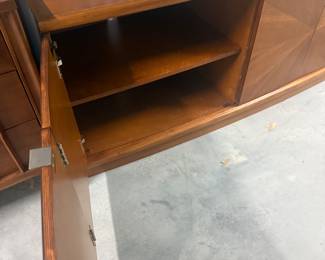 Mid-Century Modern Wood Sideboard Credenza with Starburst Veneer Doors - $200 - Imperfections shown in images!