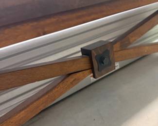 Solid Wood Craftsman Style Trestle Bench - Dark Stained Hardwood Copy Listing Print Label - $125