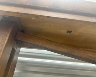 Solid Wood Craftsman Style Trestle Bench - Dark Stained Hardwood Copy Listing Print Label - $125