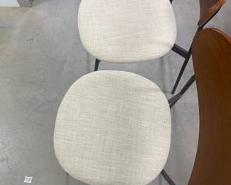 Pair of Modern Bentwood & Upholstered Dining Chairs, Black Metal Frame - $199 for the pair.