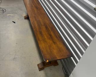 Solid Wood Craftsman Style Trestle Bench - Dark Stained Hardwood Copy Listing Print Label - $125