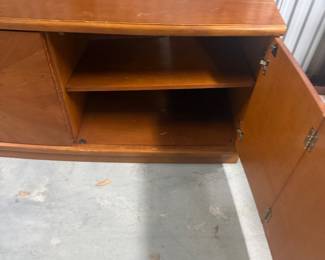 Mid-Century Modern Wood Sideboard Credenza with Starburst Veneer Doors - $200 - Imperfections shown in images!