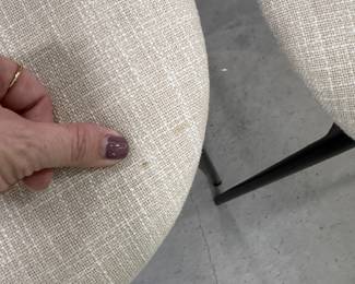 Pair of Modern Bentwood & Upholstered Dining Chairs, Black Metal Frame - $199 for the pair.