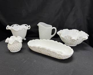 Hobnail Pitcher Milk Glass Serveware
