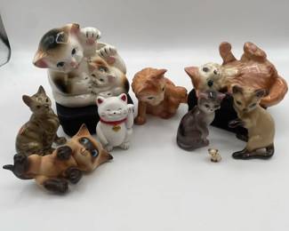 Vintage Ceramic Cats including Figures Made In Japan and Brad Keeler Kittens