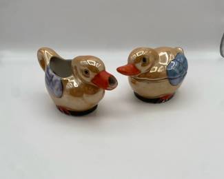 Duck Creamer and Lidded Dish Lusterware Made In Japan