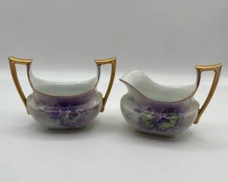Pair of Hand Painted Violet Motif Limoges Pieces