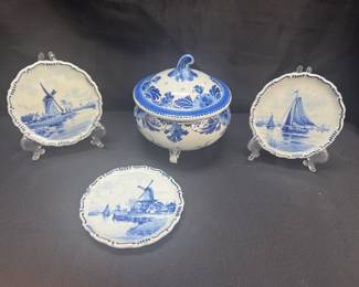 Delft Dutch Pottery Serving Bowl Plates