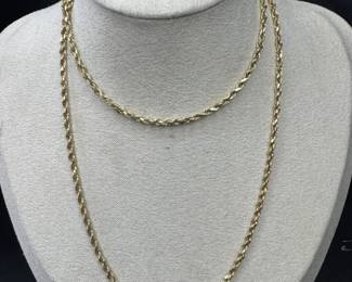 14K Gold Diamond Cut Rope Necklace