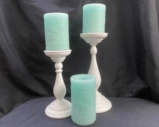 Two IKEA Candle Holders with Three Real Wax Electric Candles