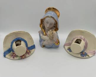 Vintage Virgin Mary Statue Brayton Pottery Hat Planters