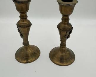 Vintage Brass Tassel Rope Taper Candle Pair