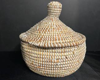Handwoven Sweetgrass Senegalese Lidded Storage Basket