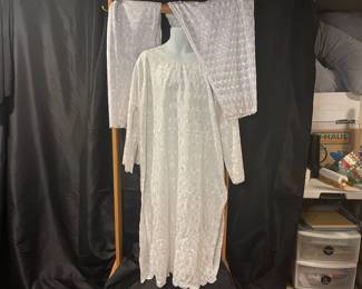 White Wrap And Robe Embellished With Rhinestones with Pants