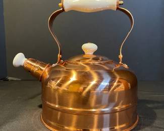 Solid Copper Tea Kettle With Solid White Ceramic Handle Knob