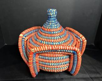 Handwoven Senegalese Afua Lidded Basket