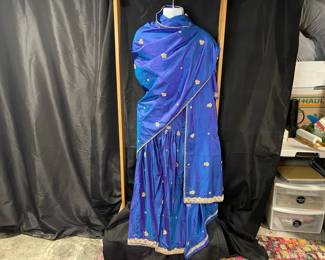 Blue Beaded Pants And Wrap