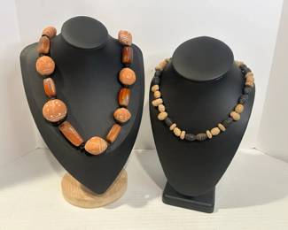 Two Clay Bead Necklaces Made In The Gambia