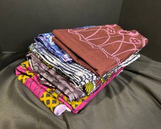 Purple West African Ankara Wax Print Remnants With Uncut Eye Pattern Fabric