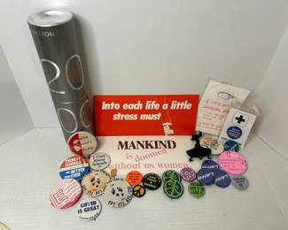 Collection Of Social Advocacy Buttons 2000 Nordstroms Time Capsule And Small Argus Posters