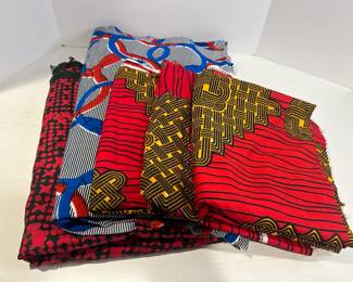 Batik And Wax Printed African Fabrics And Remnants In Red Hues