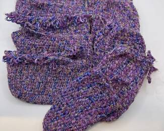 Handmade In The Gambia Crocheted Zippered Drawstring Pouches In Purple  Gold