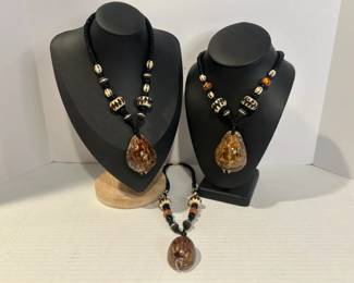 Three Cowrie Shell Beaded Necklaces Made In The Gambia