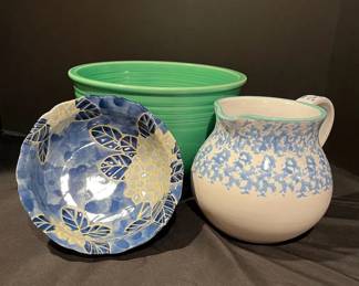 Large Fiesta Bowl Vintage Italian Ceramic Pitcher Japanese Floral Bowl