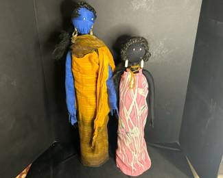 Gambian Handmade Soft Fabric Dolls With Authentic Textiles And Horse Hair Adornments
