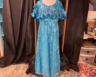 Blue Sparkly Dress With Bead Decoration