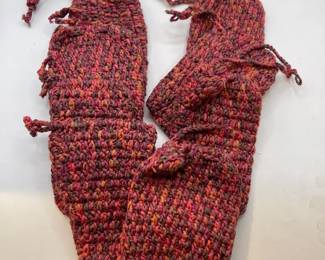 Handmade In The Gambia Crocheted Drawstring Pouches In Pinks Oranges