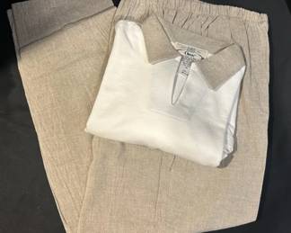 Orvis Womens Small Linen Pants And Polo Set
