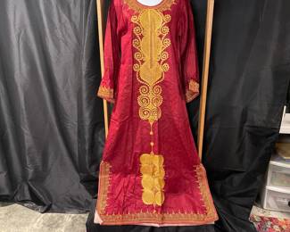 Womens Red Embroidered Robe
