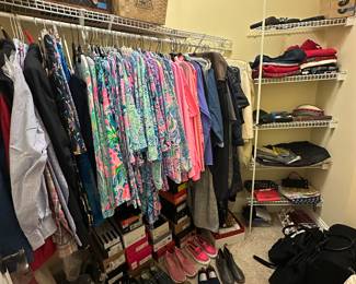 Closet full of Lilly Pulitzer, Coolibar, Designer Evening Gowns, etc…