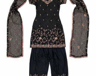 Embellished Black Georgette Sharara Suit with Dupatta