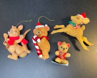 Vintage flocked Christmas ornaments