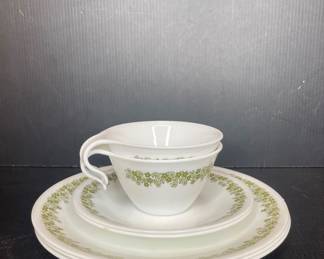 Corelle Livingware Spring Blossom Green Teacup and Saucer Set