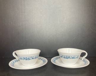 Corelle Old Town Blue Onion Teacups and Saucers