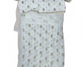 White Embroidered and Sequined Sharara Suit