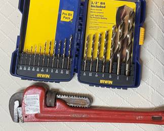 Irwin Pro Bit Pack Drill Bit Set and Olympia Pipe Wrench