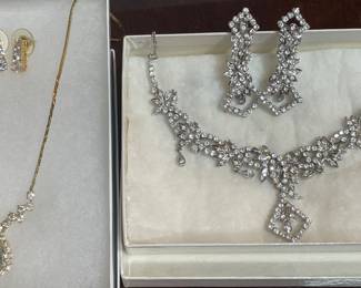Rhinestone Necklace, Earrings, and Ring