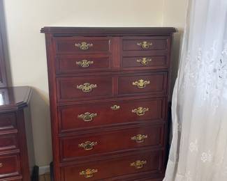 Bassett Furniture Cherry Wood Tall Chest of Drawers