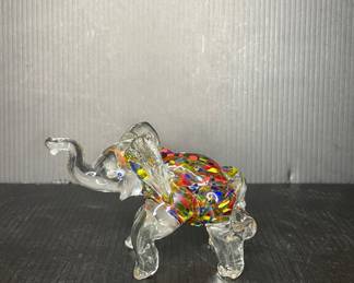 Murano Style Glass Elephant Figurine
