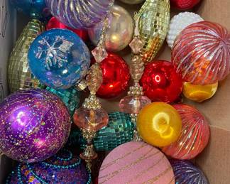 Assorted Vintage Mercury Glass and Glittered Christmas Ornaments