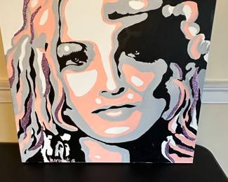 Pop Art Portrait Painting with Glitter Accents