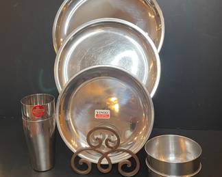 Vinod and Ranakpur Stainless Steel Thali Plates, Tumblers, Bowls
